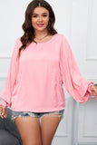 Plus Size Lantern Sleeve Dropped Shoulder Blouse - felvior