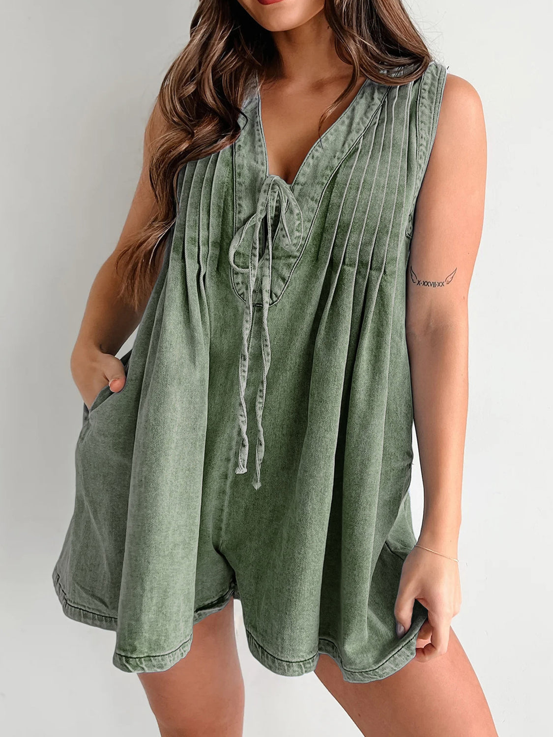 Tied Romper with Pockets - felvior