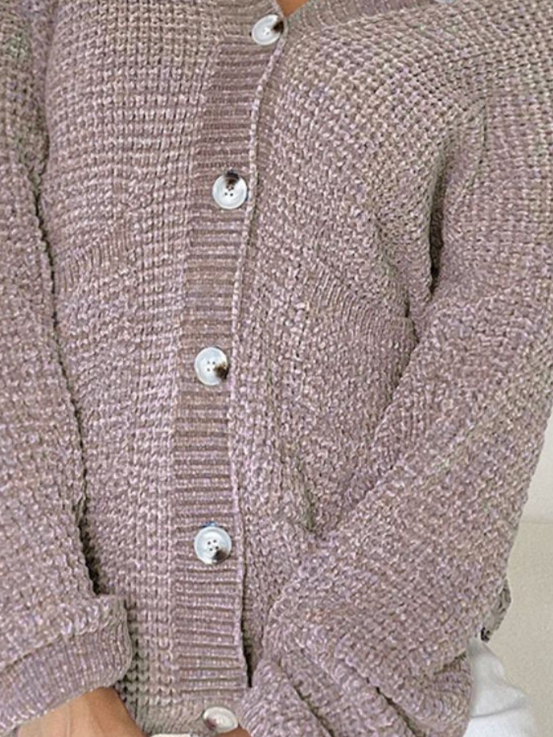 Pocketed V-Neck Button Up Cardigan - felvior