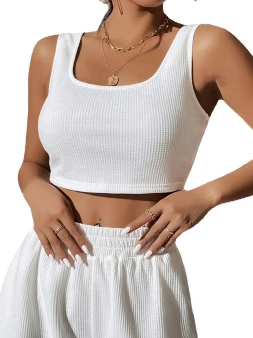 Full Size Wide Strap Tank and Shorts Set Plus Size