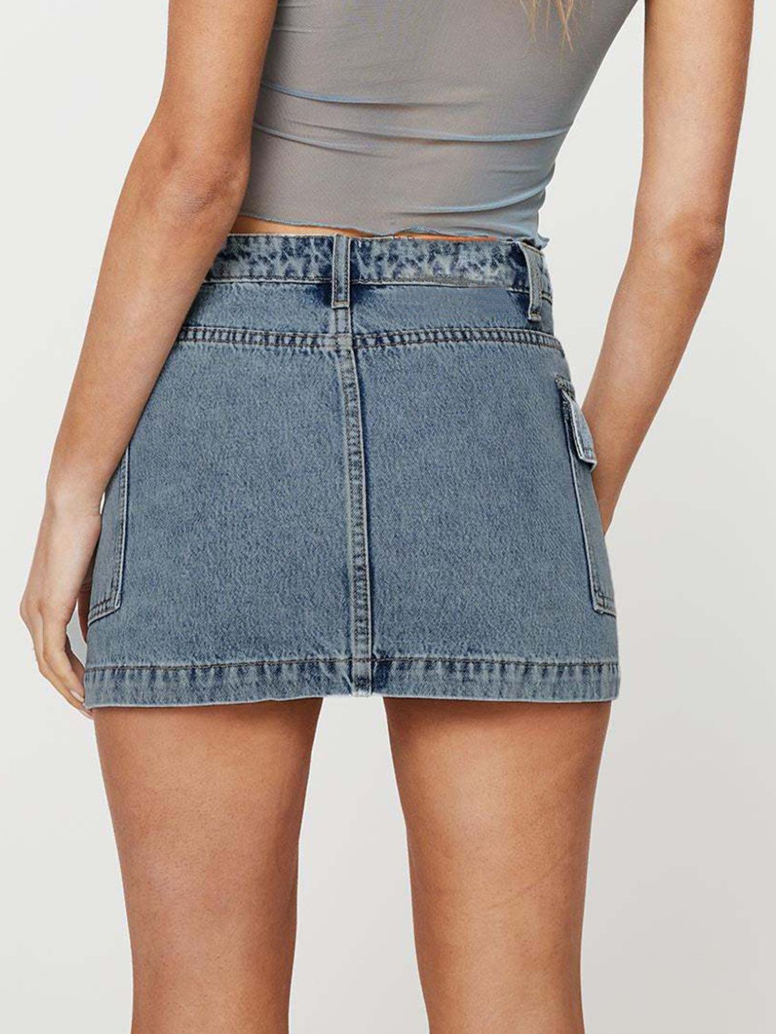 Mini Cargo Denim Skirt with Pockets - felvior