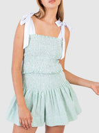 Smocked Tie Shoulder Cami and Shorts Set