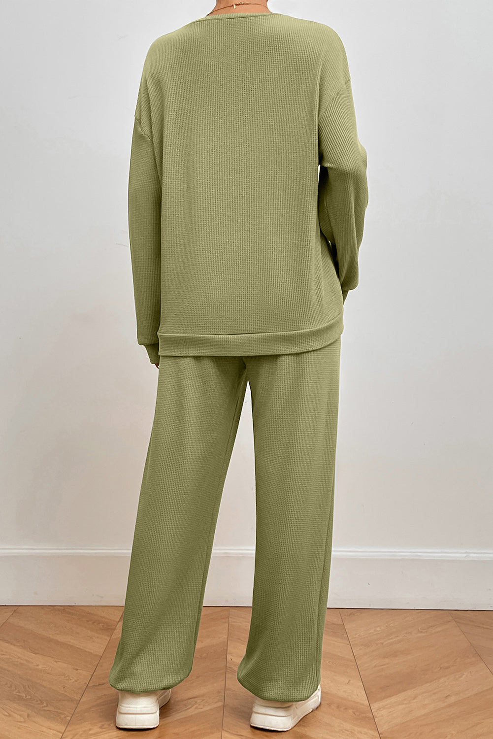 Pocketed Round Neck Top and Pants Lounge Set Secondary image
