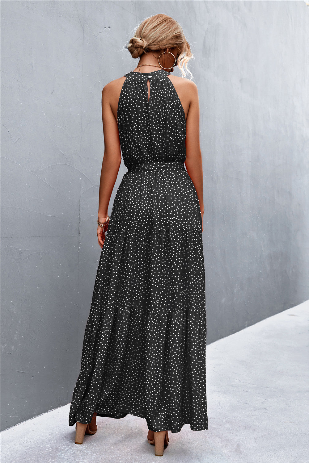 Printed Sleeveless Tie Waist Maxi Dress - felvior