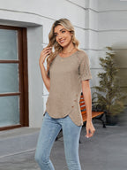 Round Neck Lace Short Sleeve T-Shirt