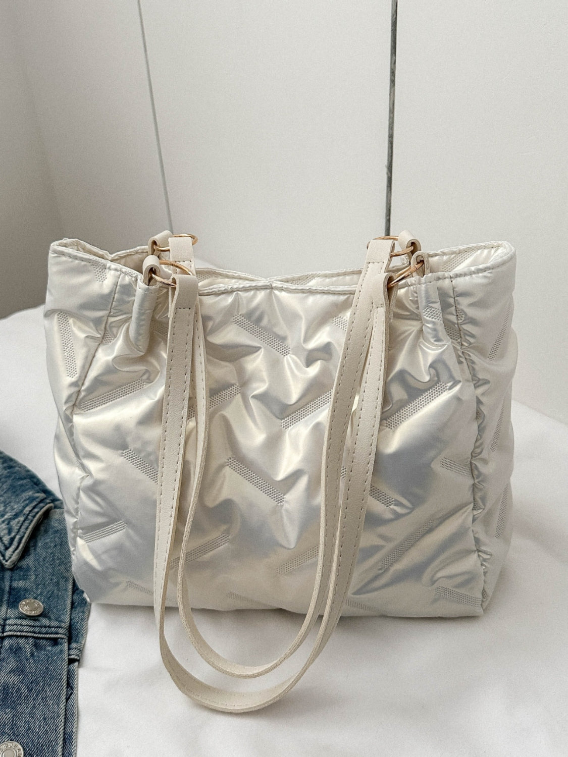Textured Polyester Shoulder Bag - felvior