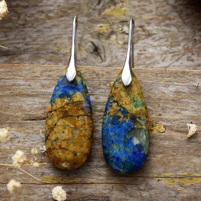 Teardrop Shape Natural Stone Dangle Earrings - felvior