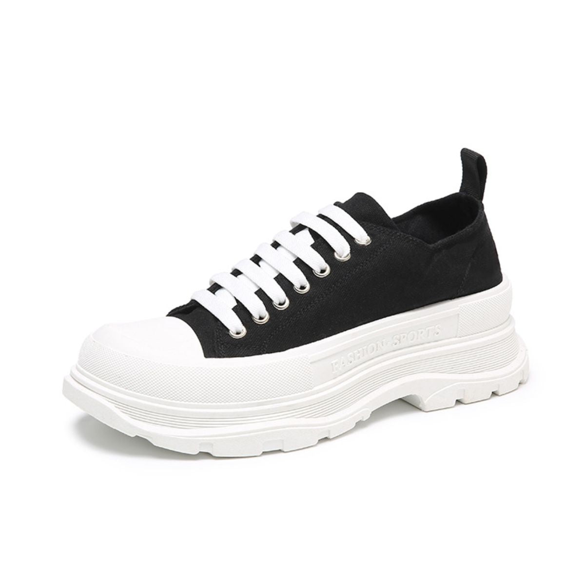 Lace Up Round Toe Platform Sneakers - felvior