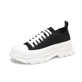 Lace Up Round Toe Platform Sneakers - felvior