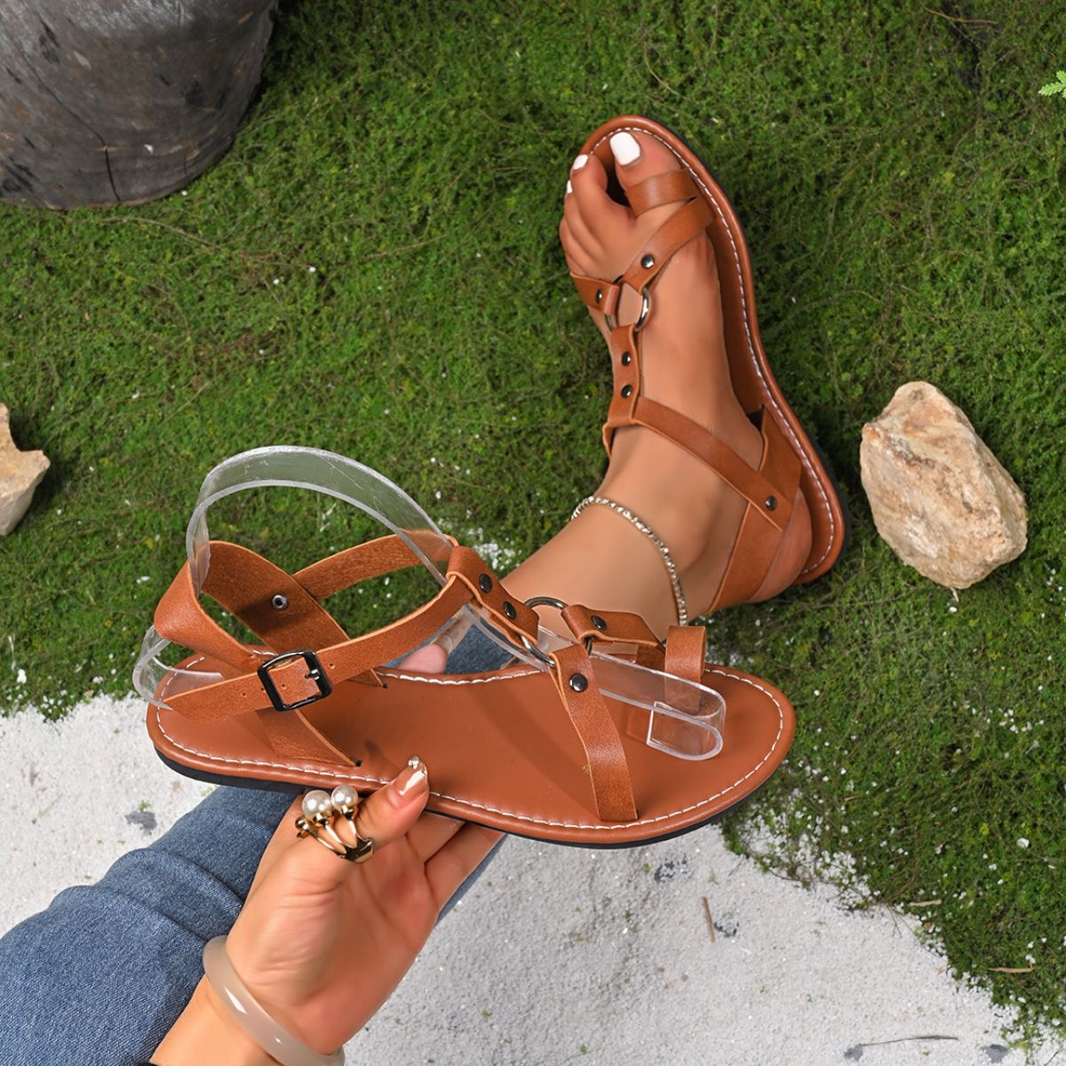 Toe Loop Flat Sandals - felvior
