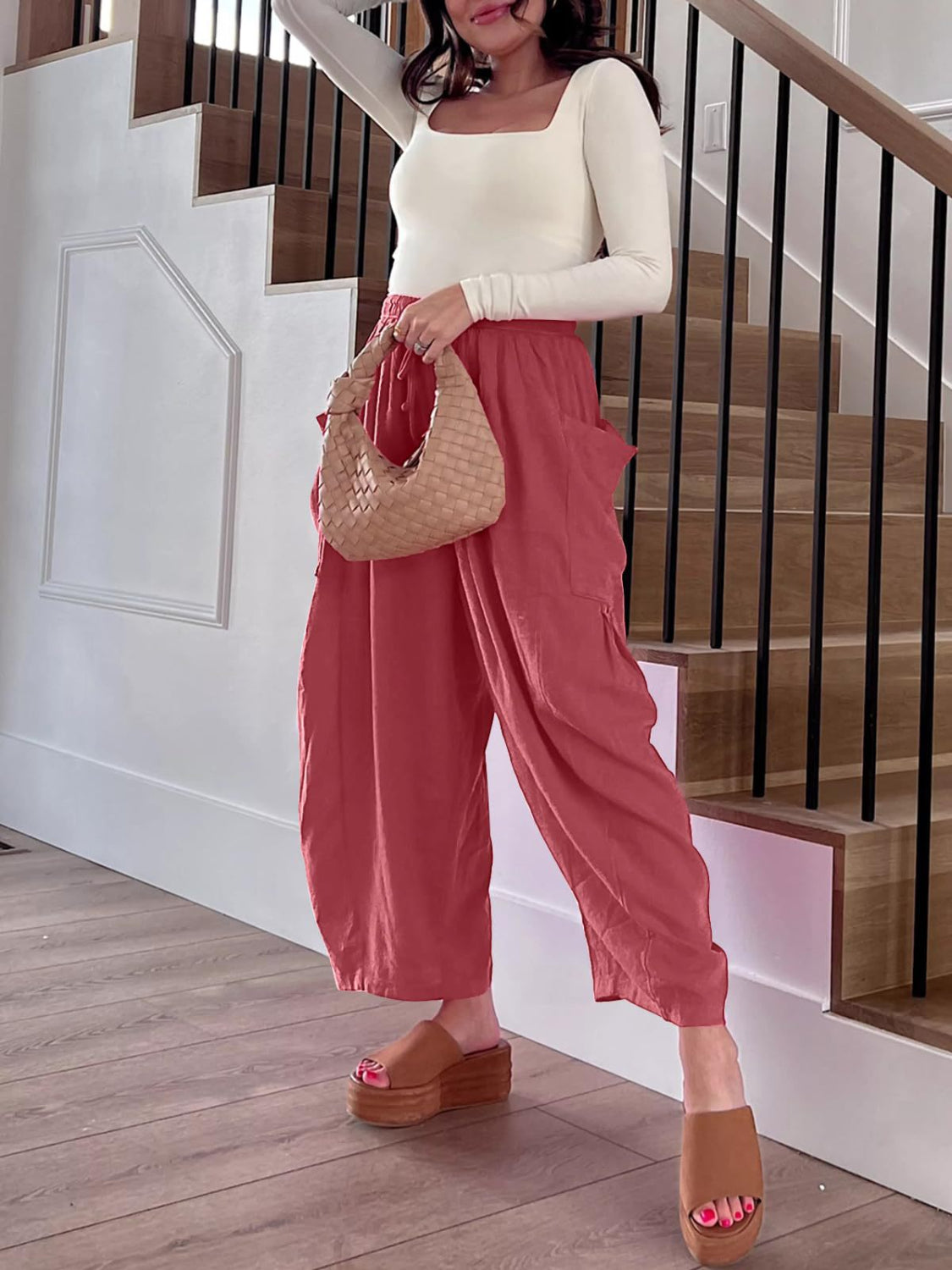 Full Size Wide Leg Pants with Pockets Plus Size - felvior