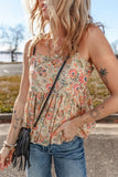 Floral Spaghetti Strap Peplum Cami - felvior