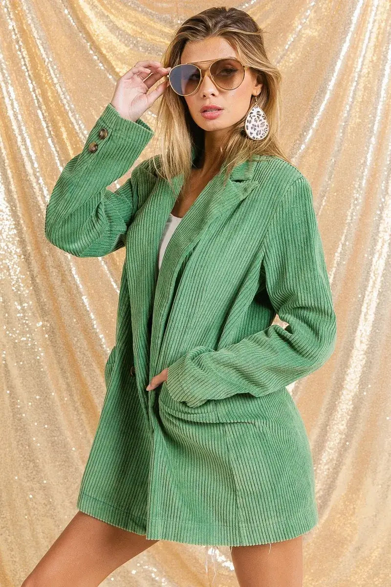 BiBi Vintage Washed Peak Lapel Double Breasted Blazer Image principale du produit