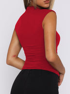 Mock Neck Ruched Tank