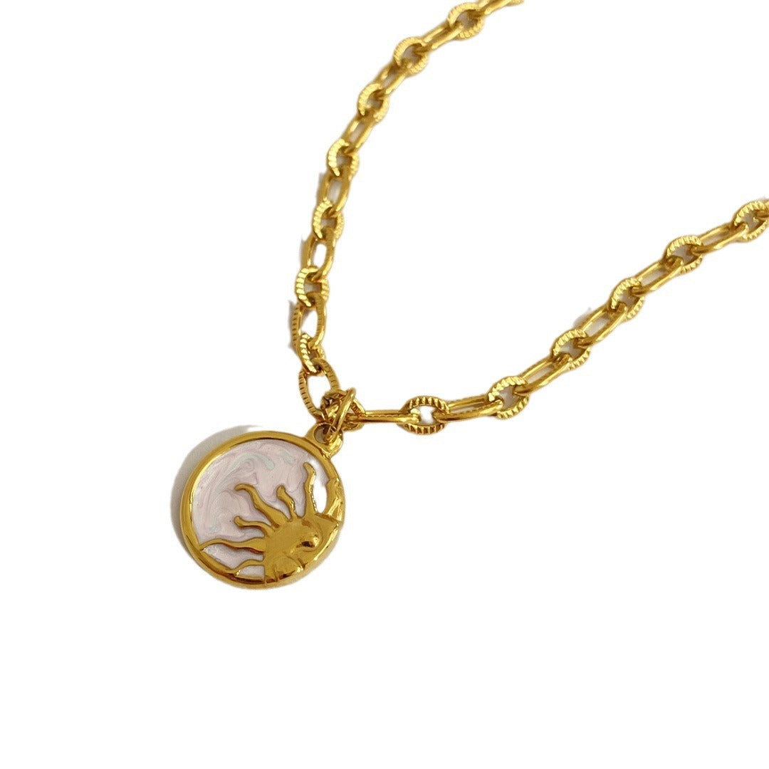 Titanium Steel Sun & Moon Necklace - felvior