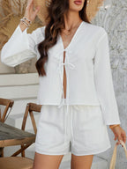 Devine Double Tied V-Neck Top and Shorts Set