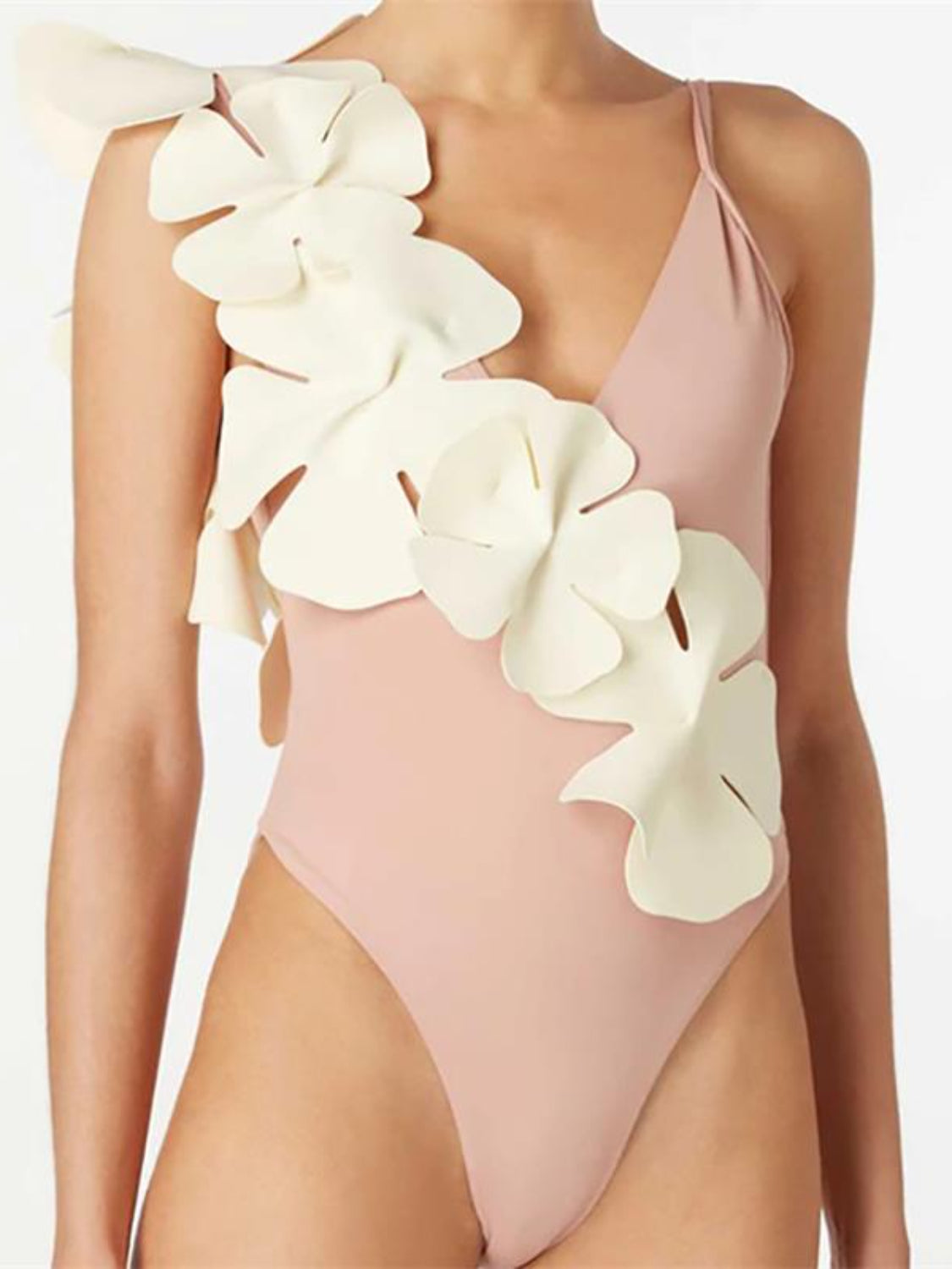 Contrast Flower Spaghetti Strap One-Piece Swimwear - felvior
