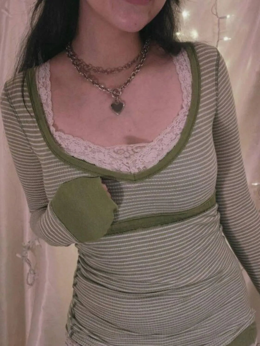 Contrast Striped Long Sleeve T-Shirt