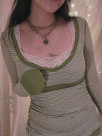 Contrast Striped Long Sleeve T-Shirt