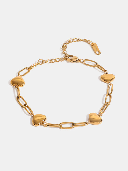 18K Gold-Plated Stainless Steel Heart Bracelet - felvior
