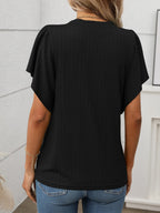 Round Neck Flutter Sleeve T-Shirt