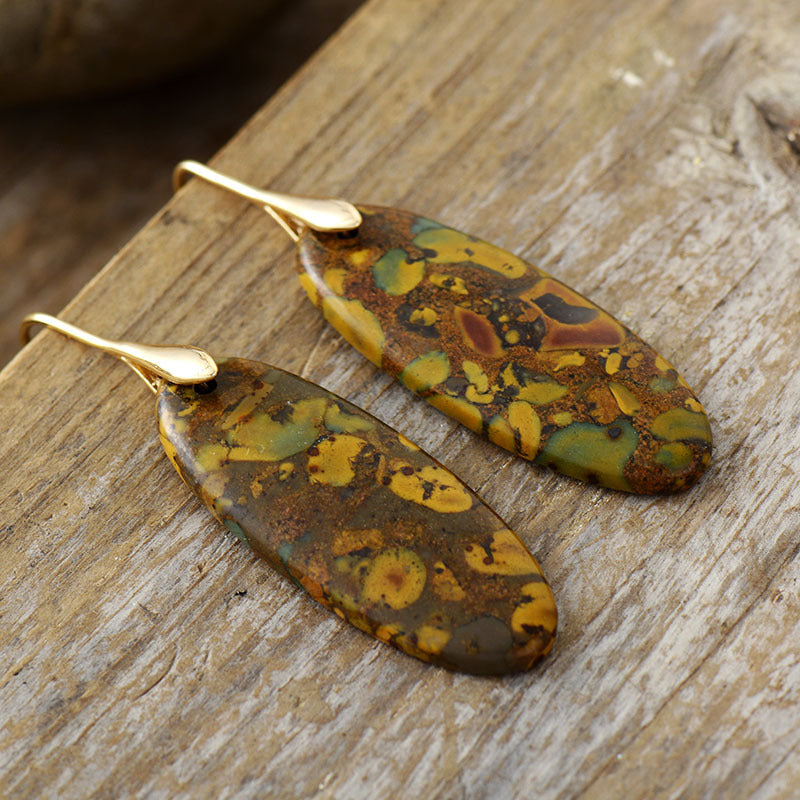 Natural Stone Copper Dangle Earrings - felvior