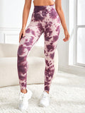 Tie-Dye Wide Waistband Active Leggings - felvior