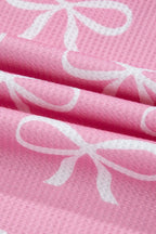 Bowknot Printed Notched T-Shirt and Shorts Set