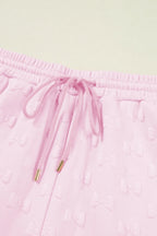 Bow Jacquard Ruffle Cap Sleeve Top and Shorts Set