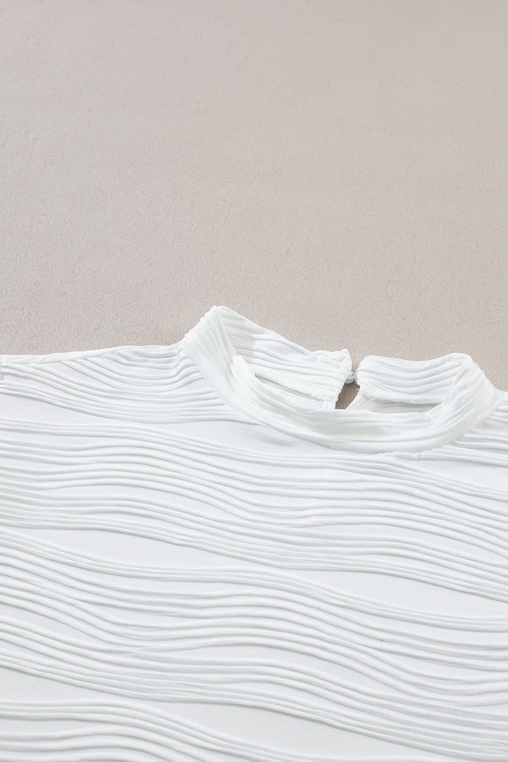 Textured Mock Neck Cap Sleeve Top - felvior