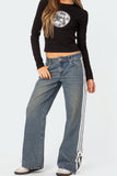 Side Striped Loose Fit Jeans - felvior