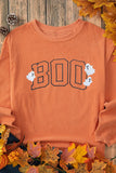 BOO Round Neck Long Sleeve Sweatshirt - felvior