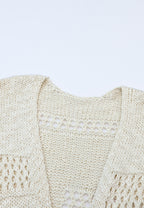 Openwork Open Front Long Sleeve Cardigan