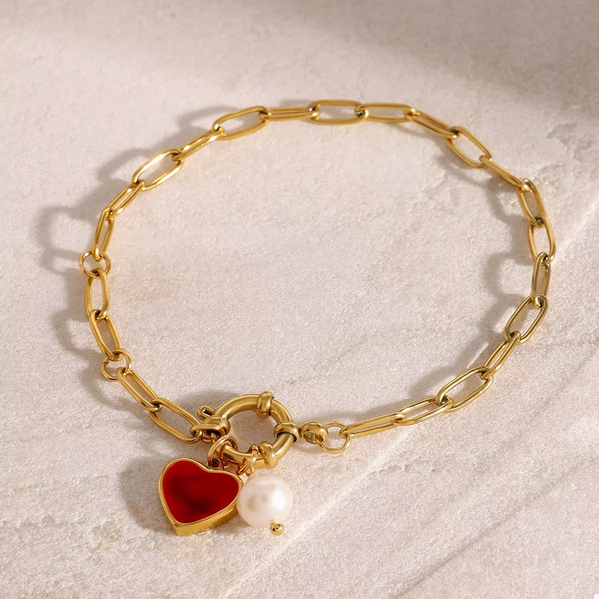 18K Gold-Plated Heart Charm Bracelet Secondary image