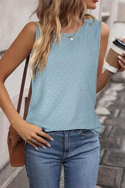 Florira Eyelet Round Neck Tank - felvior