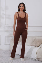 Scoop Neck Wide Strap Active Jumpsuit