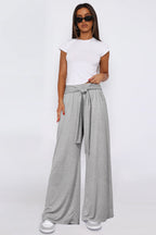 Tied Pocketed Wide Leg Pants
