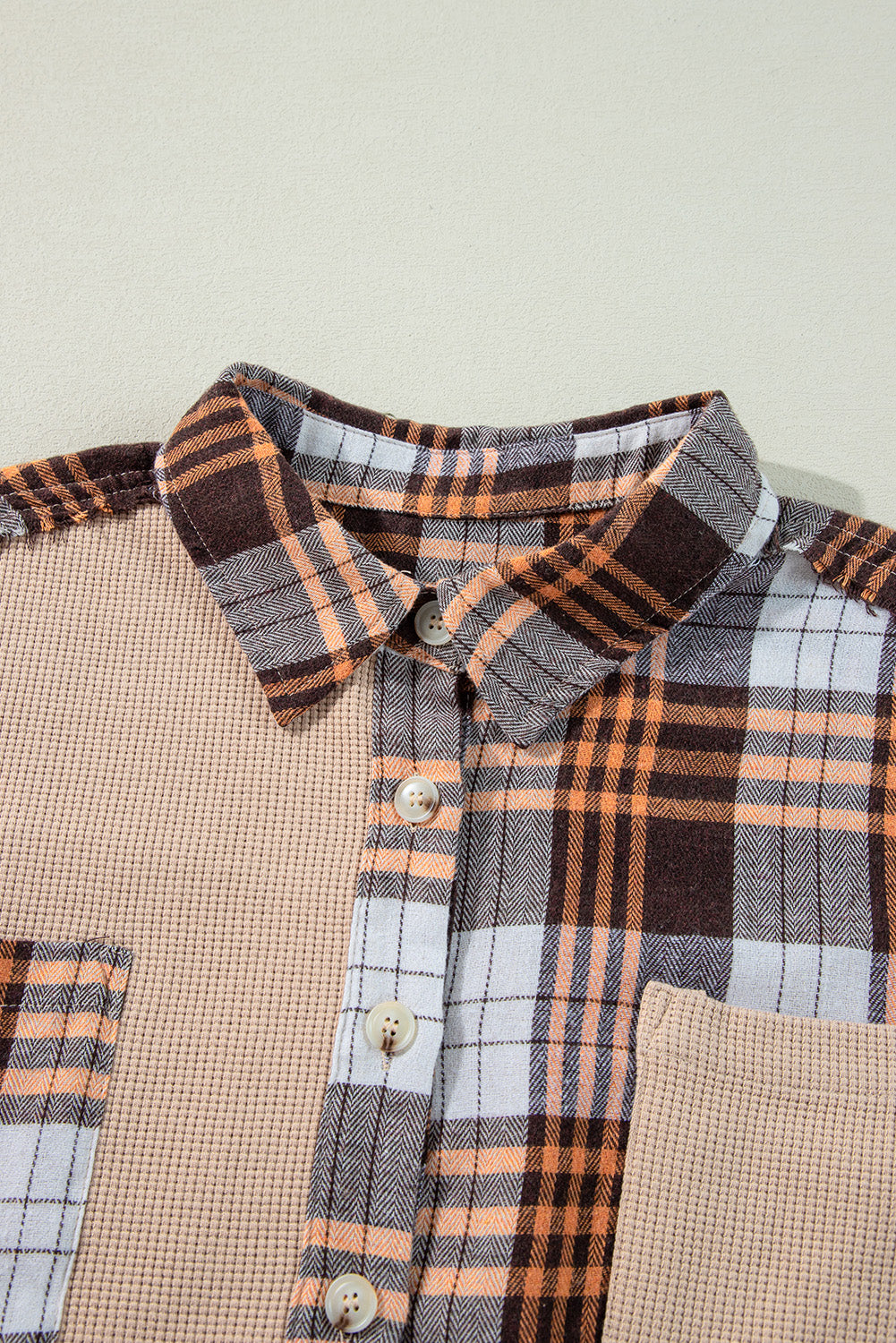 Plaid Button Up Long Sleeve Shacket - felvior