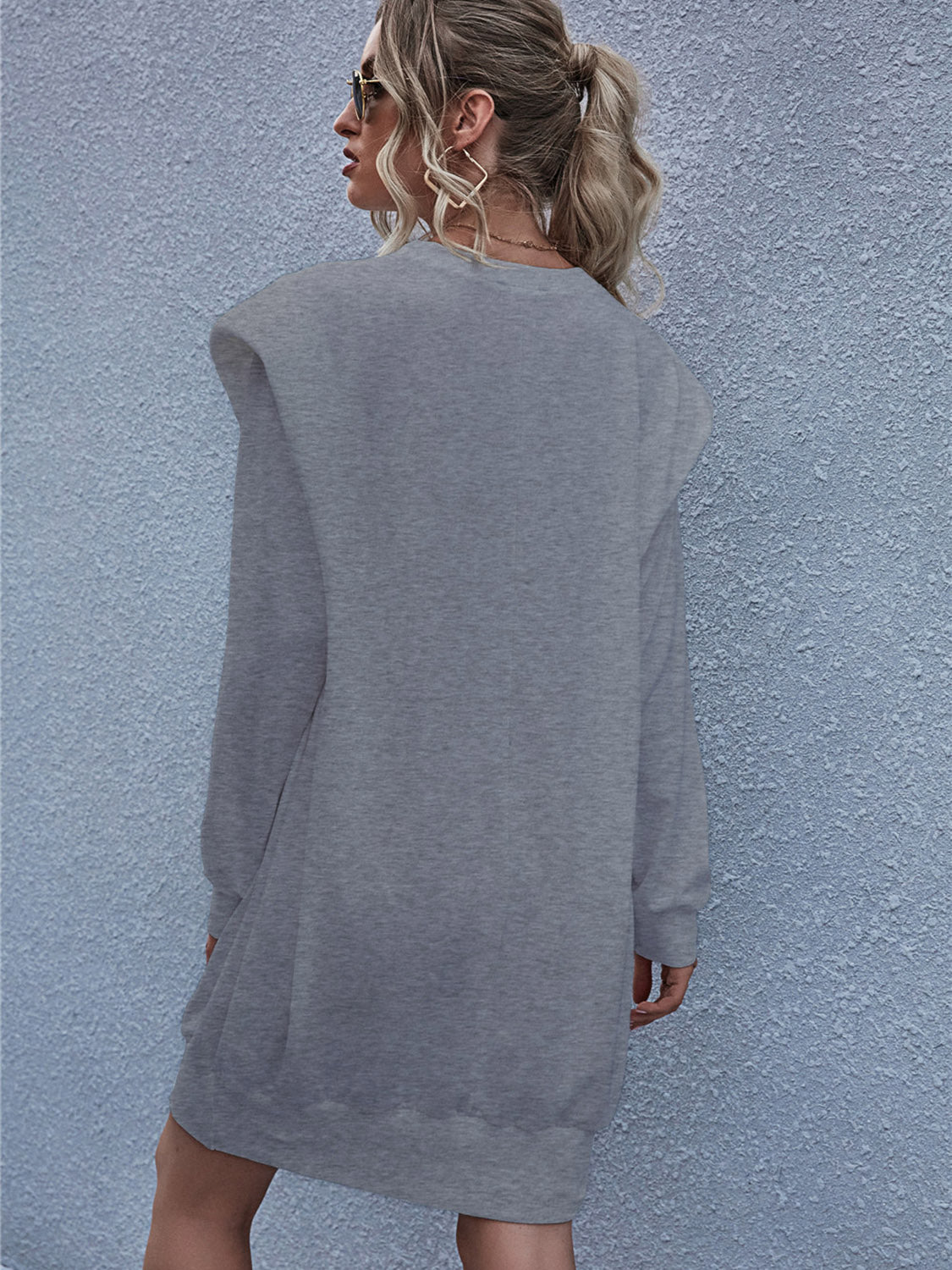 Round Neck Long Sleeve Mini Dress - felvior