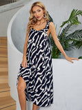 Two-Tone Low Back Midi Dress - felvior