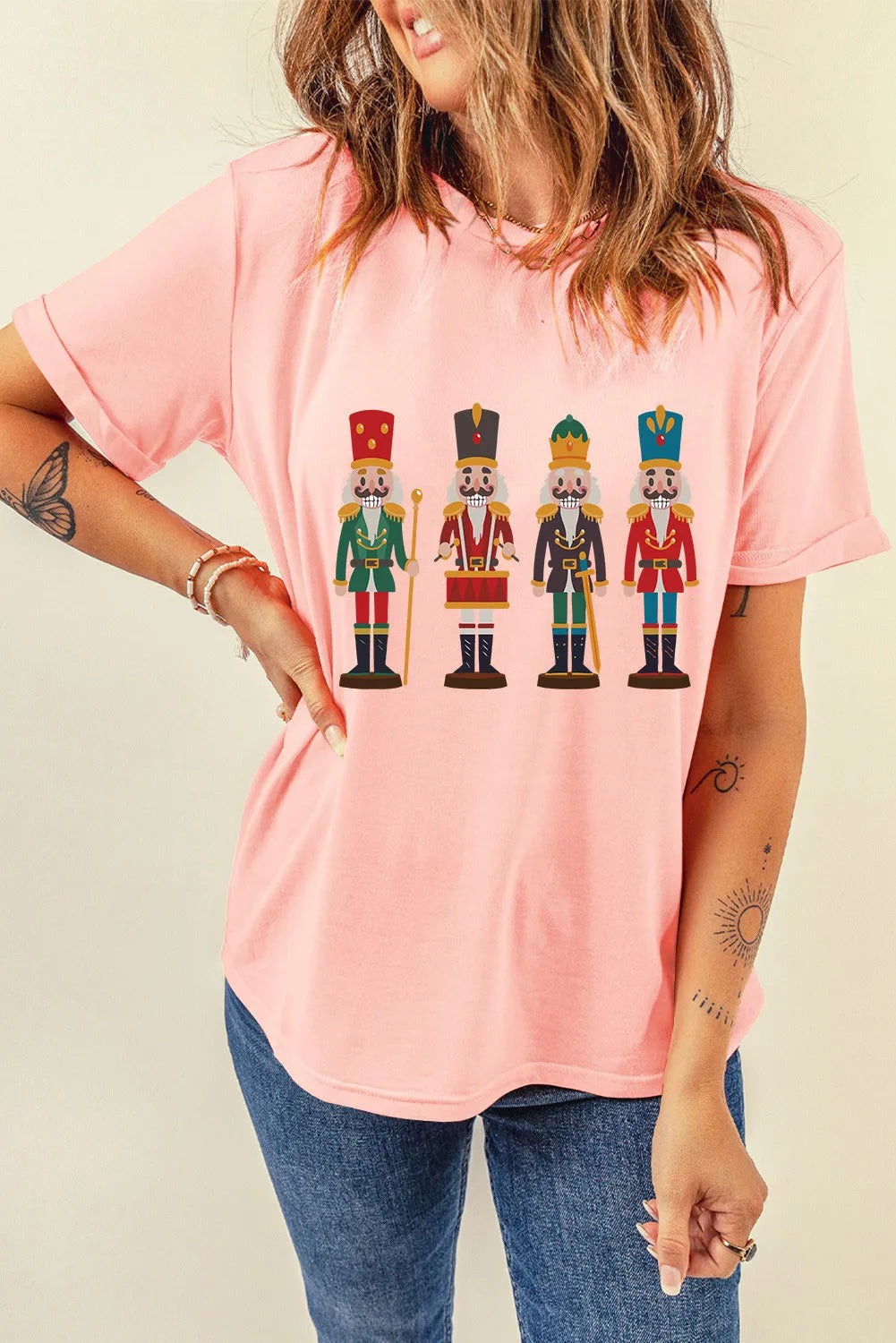 Nutcracker Round Neck Short Sleeve T-Shirt - felvior