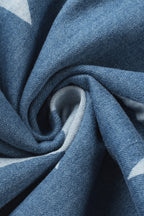 Star Print Buttoned Strap Wide Leg Denim Overalls