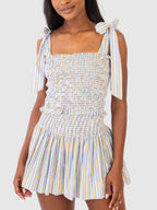 Smocked Tie Shoulder Cami and Shorts Set