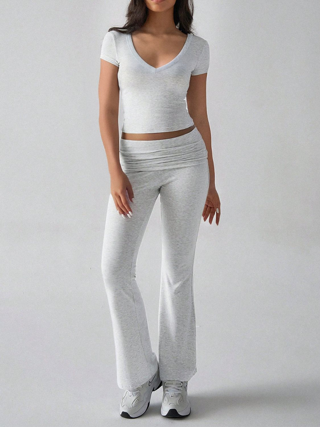 Devine V-Neck Top and Bootcut Leggings Set