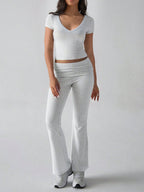 Devine V-Neck Top and Bootcut Leggings Set