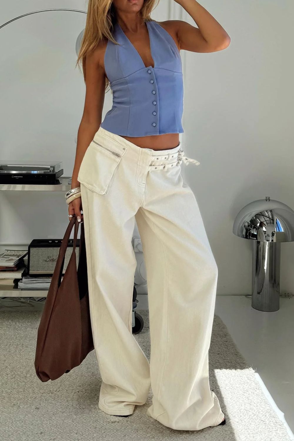 Wide Leg Jeans with Pockets - felvior
