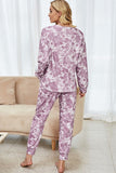 Shiny Tie-Dye Long Sleeve Top and Drawstring Joggers Lounge Set - felvior