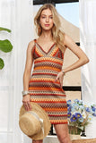 ADORA Contrast Striped V-Neck Mini Dress - felvior