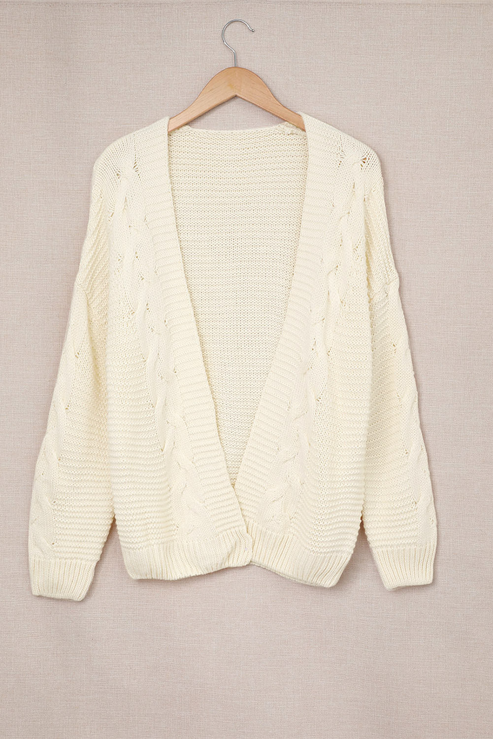 Cable-Knit Open Front Cardigan - felvior