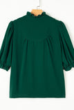 Puff Sleeve Frilled Trim Elegant Blouse - felvior